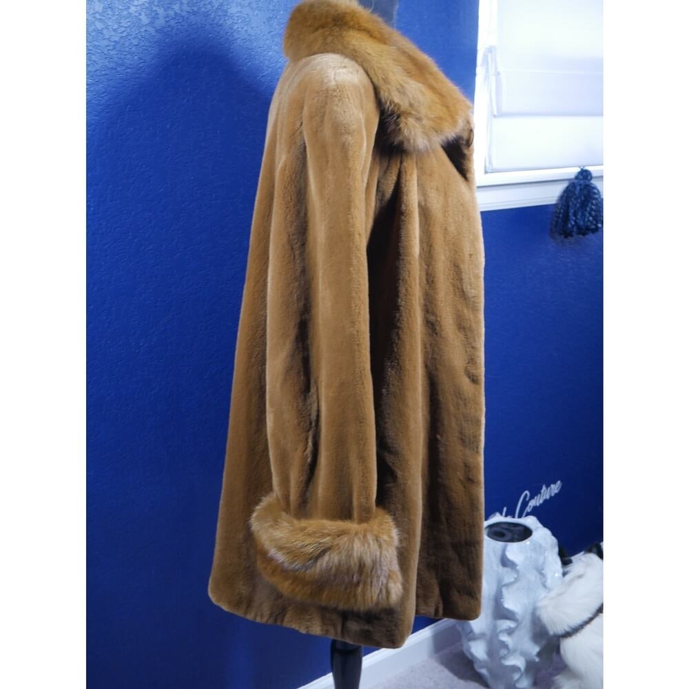 Gorgeous Whiskey Dyed Sheared Mink & Canadian Sable Fur Coat Jacket - 4