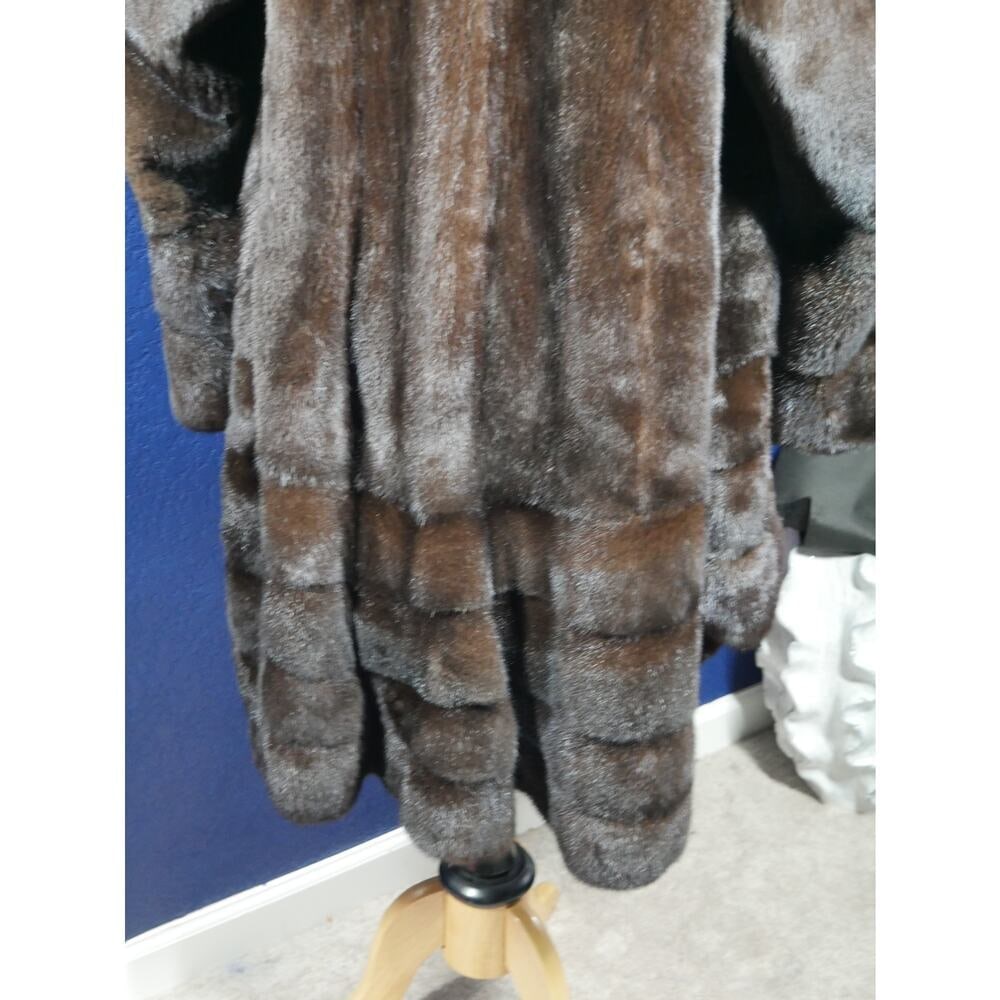 AMAZING Scan Brown Directional Swing Mink Fur Coat Jacket - 4