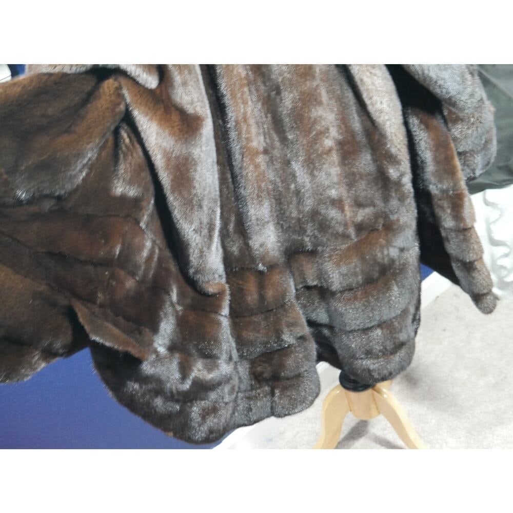 AMAZING Scan Brown Directional Swing Mink Fur Coat Jacket - 5