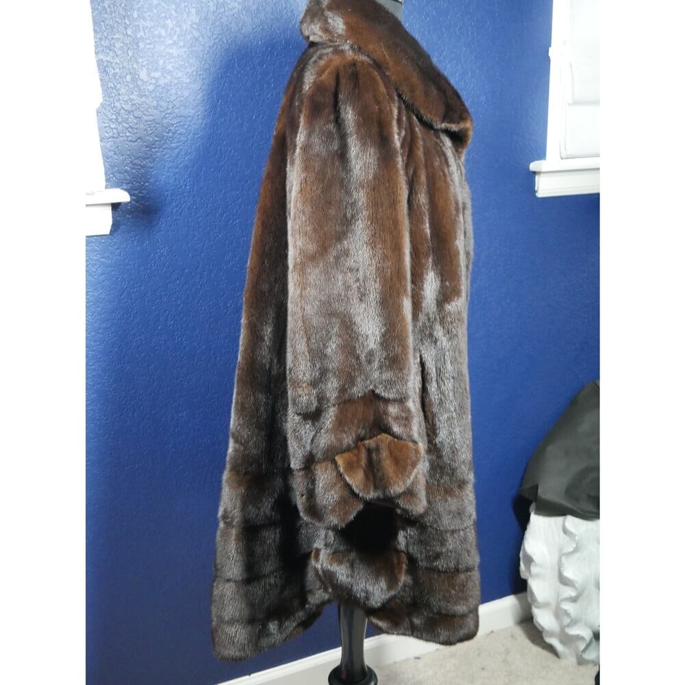 AMAZING Scan Brown Directional Swing Mink Fur Coat Jacket - 6