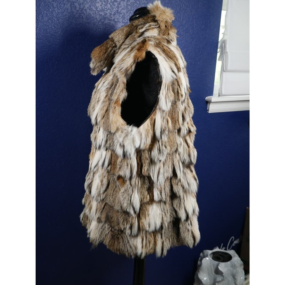 Gorgeous Designer Mary McFadden Lynx Sections Fur Vest Gilet Coat Jacket - 2