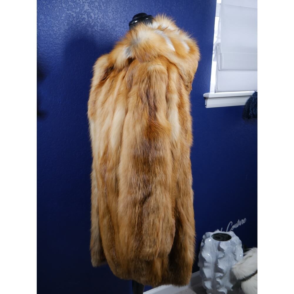 Beautiful Hooded Red Fox Fur Coat Jacket - 2