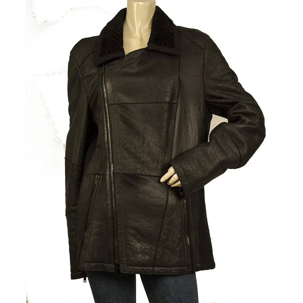 Roberto Cavalli Black Genuine Fur Shearling Lamb Zipper Jacket Coat size 48 (1 of 8)