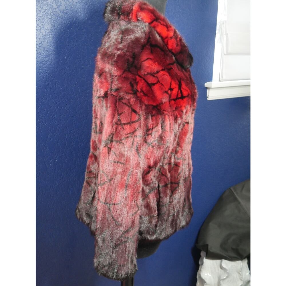 Gorgeous NEW Red Black Ombre & Design Mink Fur Coat Jacket - 5