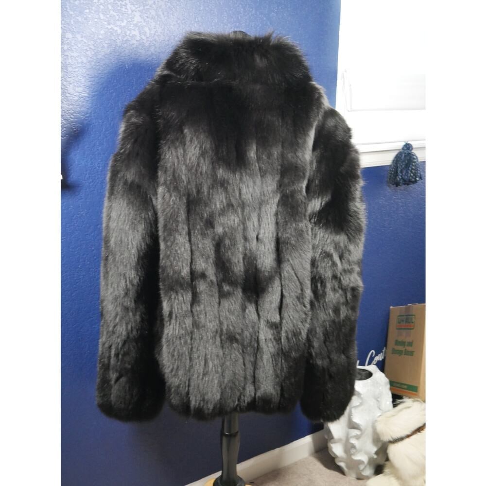 Amazing Designer Mary McFadden Couture Men's Black Fox Fur Coat Jacket - 3