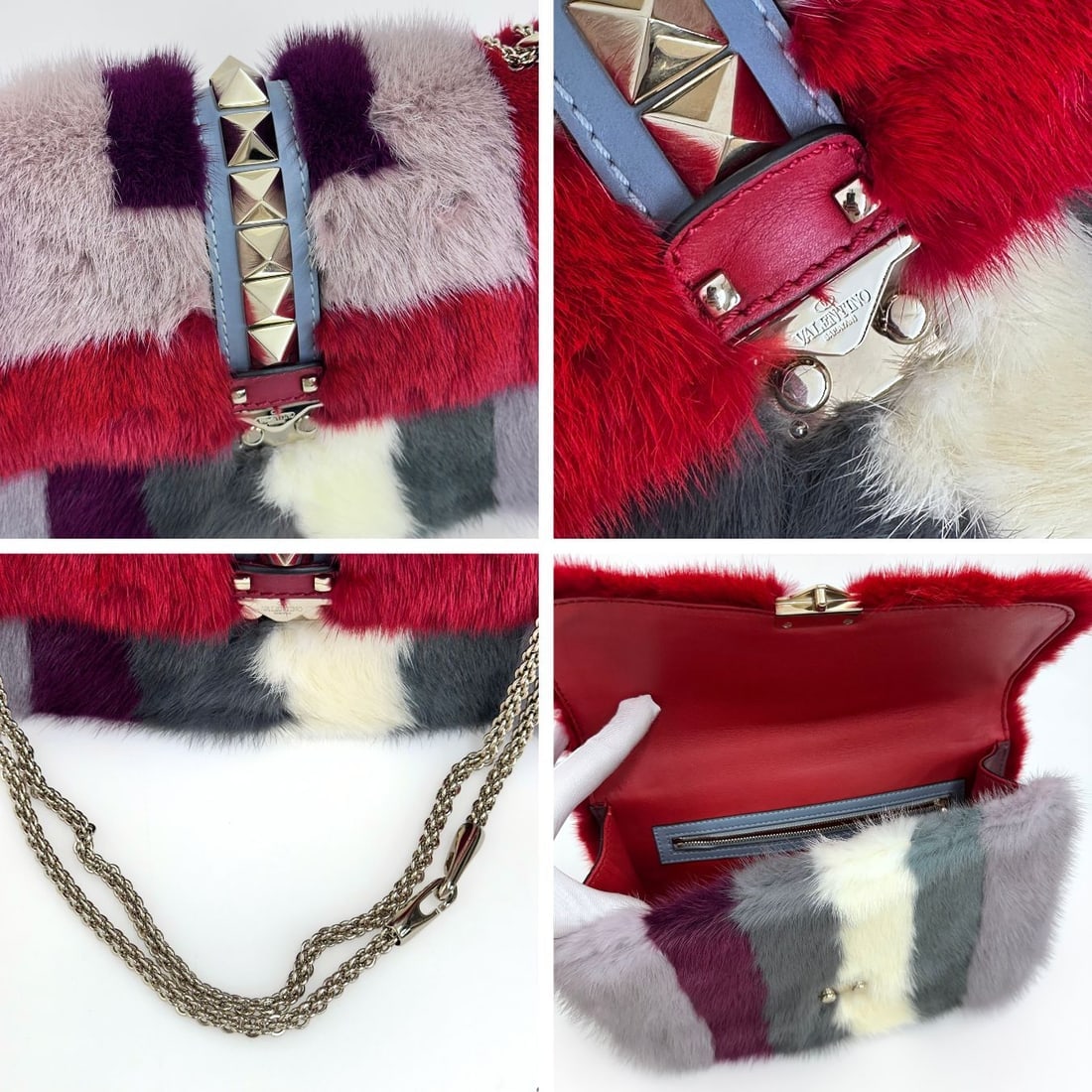 VALENTINO Rock maxi bag in rabbit and multicolored leather - 7