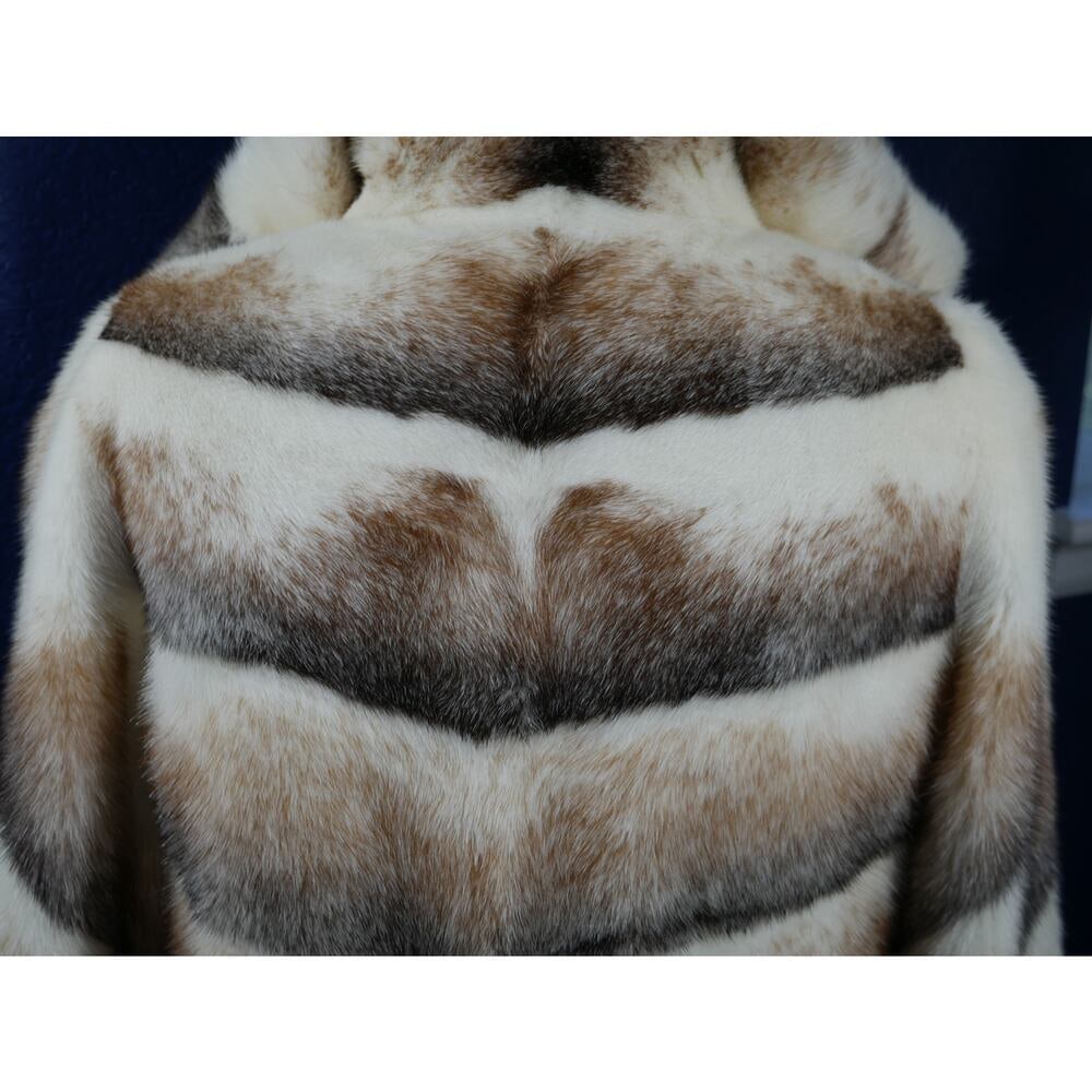 STUNNING RARE Custom Breed Cross Mink Hooded Fur Coat Jacket - 5