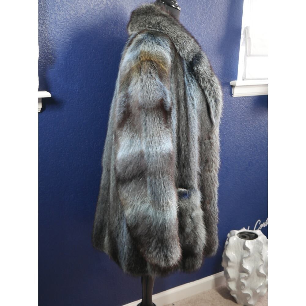 Amazing Christie Brothers Unisex Blue Dyed Raccoon Fur Coat Jacket Men's Women's - 4