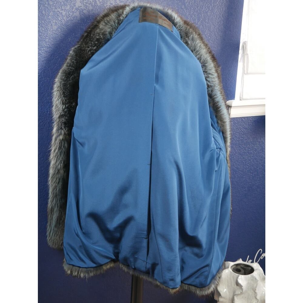 Amazing Christie Brothers Unisex Blue Dyed Raccoon Fur Coat Jacket Men's Women's - 5