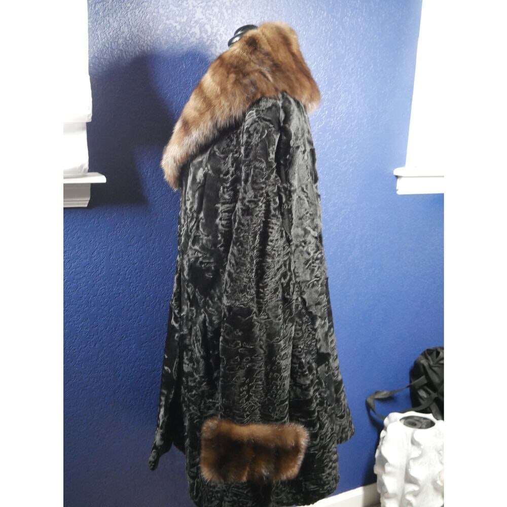 Stunning Current Swakara Lamb & Russian Sable swing Fur Coat Jacket XL PLUS - 3