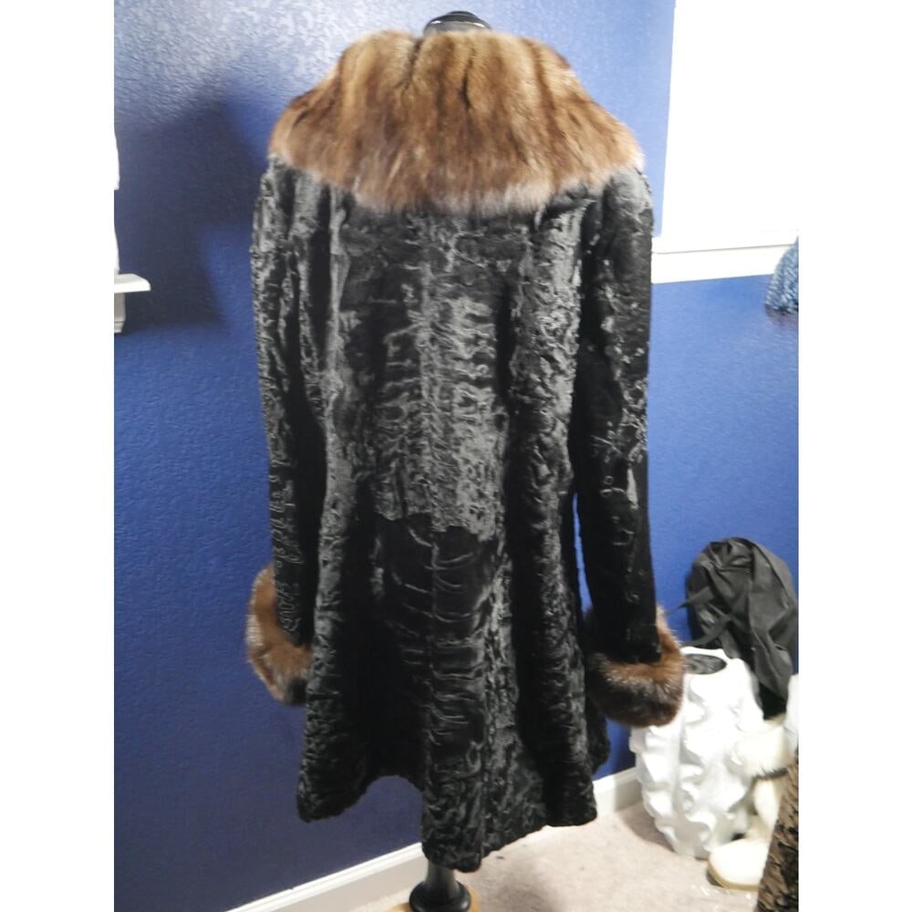 Stunning Current Swakara Lamb & Russian Sable swing Fur Coat Jacket XL PLUS - 4