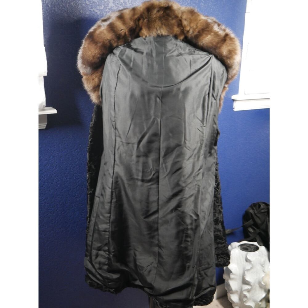 Stunning Current Swakara Lamb & Russian Sable swing Fur Coat Jacket XL PLUS - 7