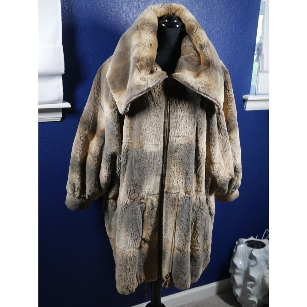 Stunning Designer Sheared Muskrat Fur Coat Jacket XL Plus (1 of 5)