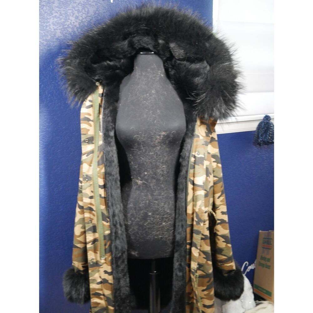 Gorgeous Parka! Camo & Black fox w/ fur lining Coat Jacket XL Plus - 3