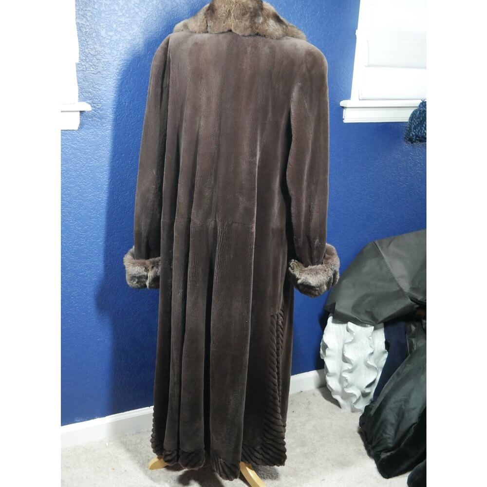 Stunning Sheared Female Mink & Chinchilla 52" Full Length Fur Coat Jacket - 5