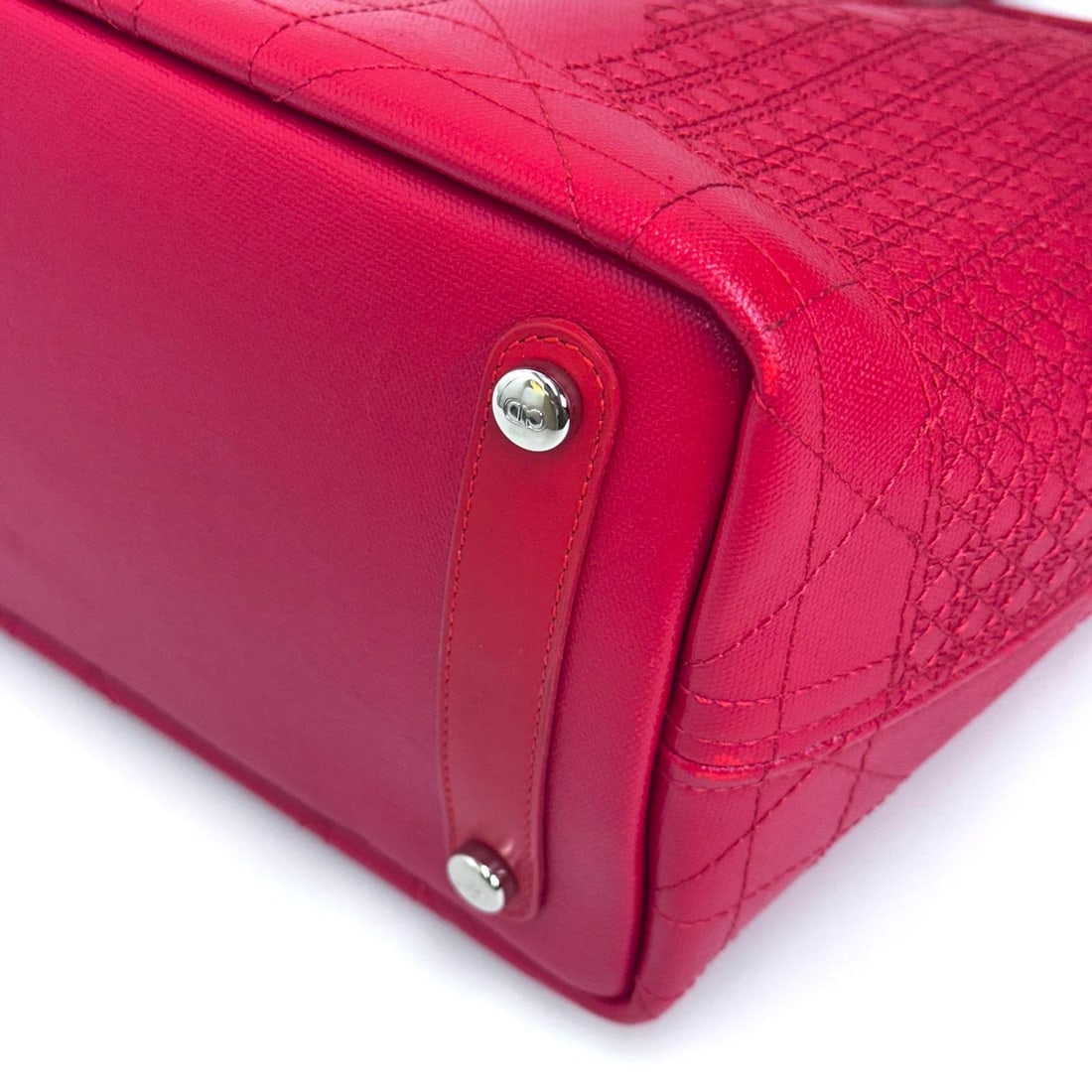 CHRISTIAN DIOR Panarea Tote Bag in Coral Red Cannage Canvas - 10