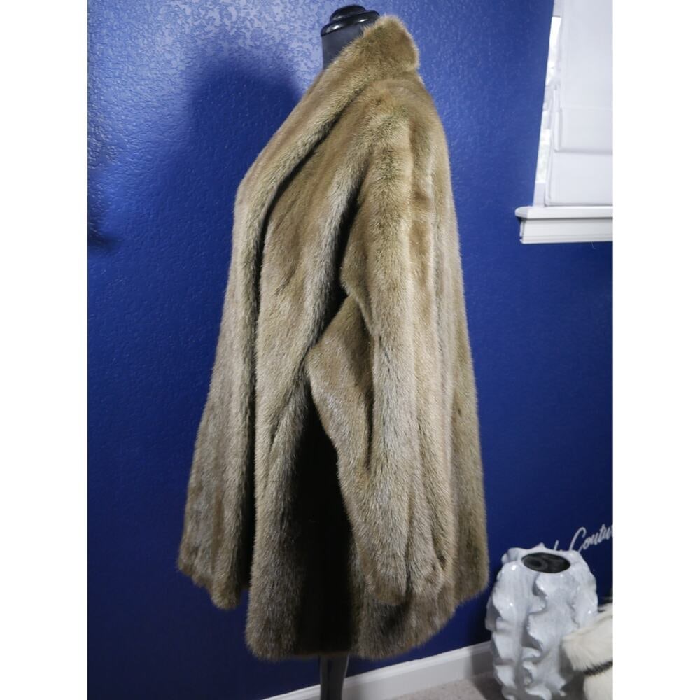 Gorgeous OD Olive Green Mink Fur Swing Coat Jacket - 2
