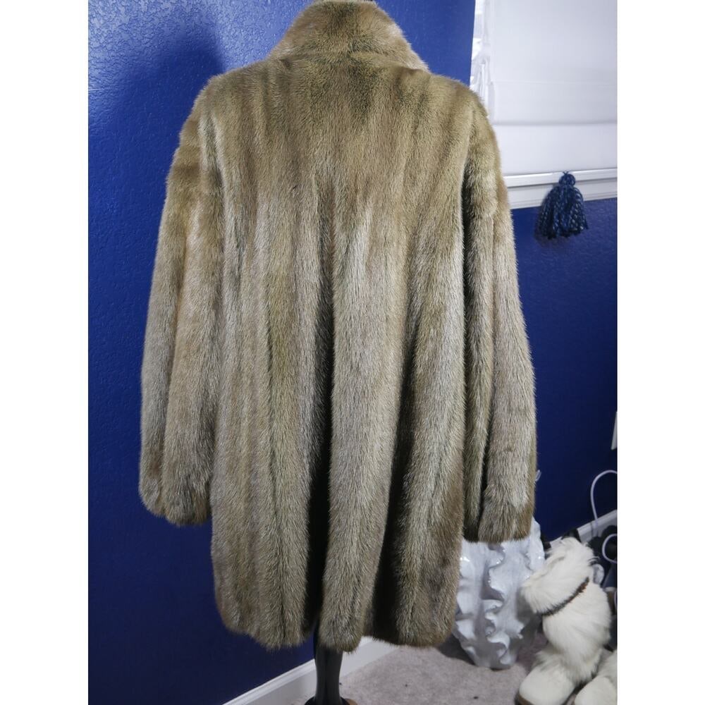 Gorgeous OD Olive Green Mink Fur Swing Coat Jacket - 3