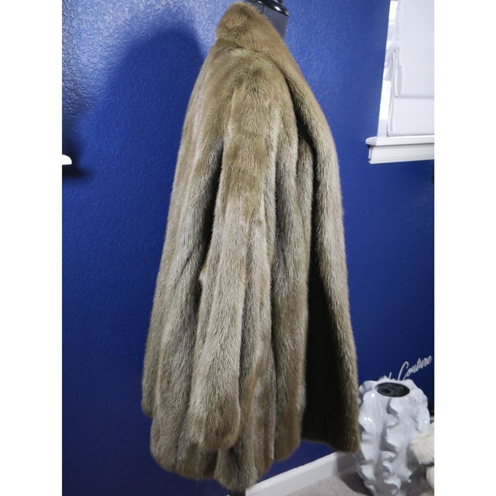 Gorgeous OD Olive Green Mink Fur Swing Coat Jacket - 4