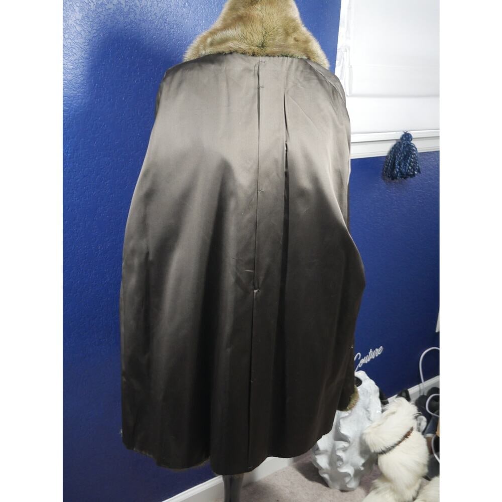 Gorgeous OD Olive Green Mink Fur Swing Coat Jacket - 5