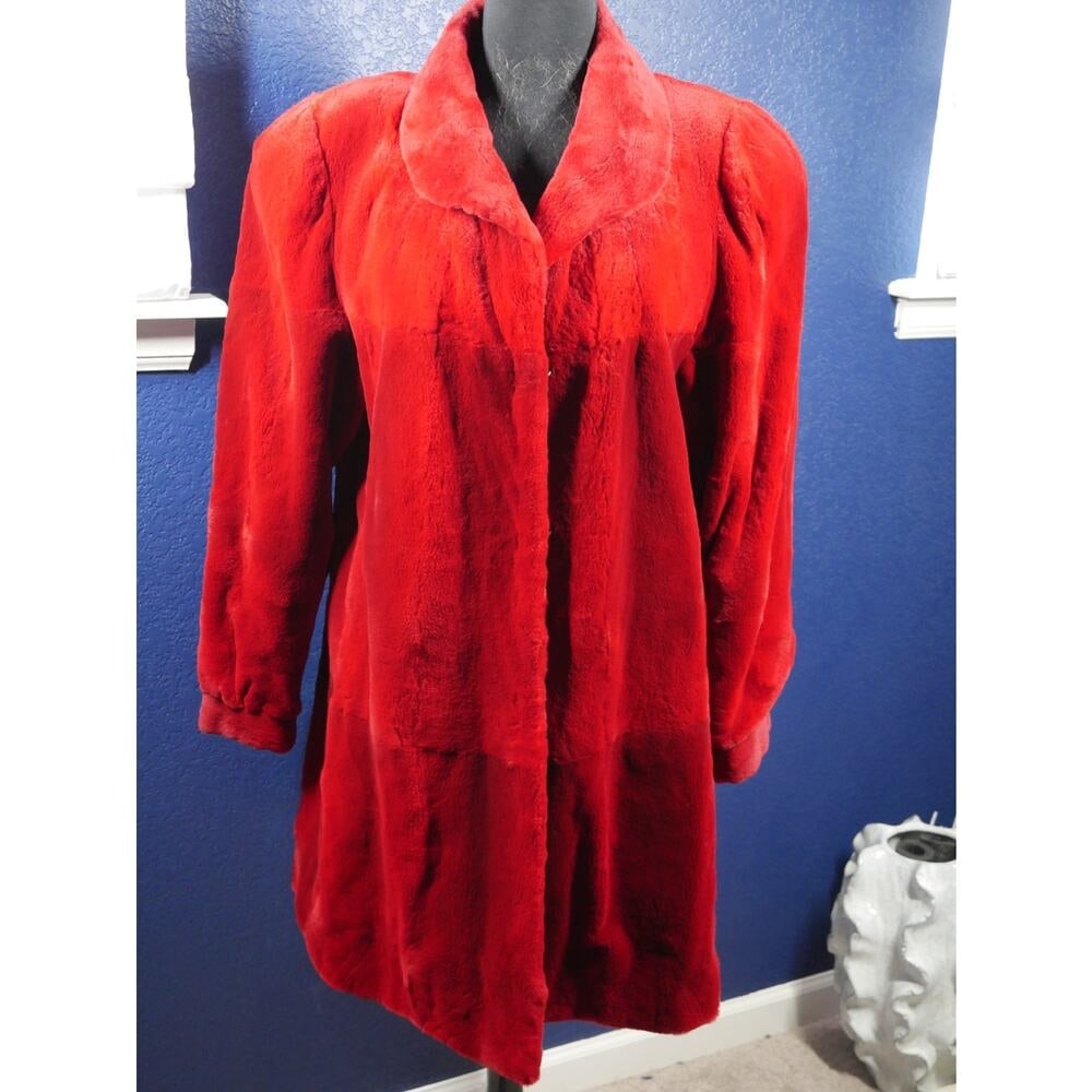 2 die 4 Stunning Cherry Red Sheared Female Mink Fur swing stroller Coat Jacket (1 of 5)