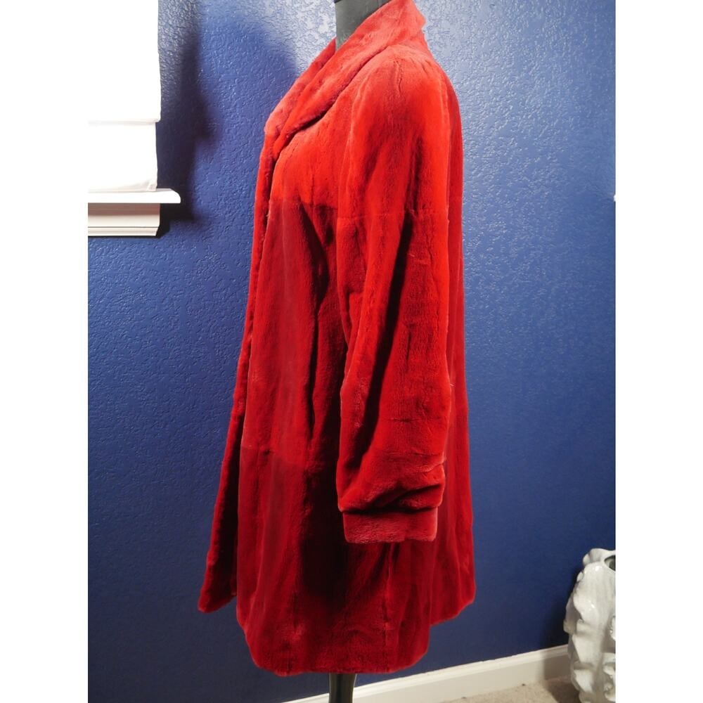 2 die 4 Stunning Cherry Red Sheared Female Mink Fur swing stroller Coat Jacket - 2