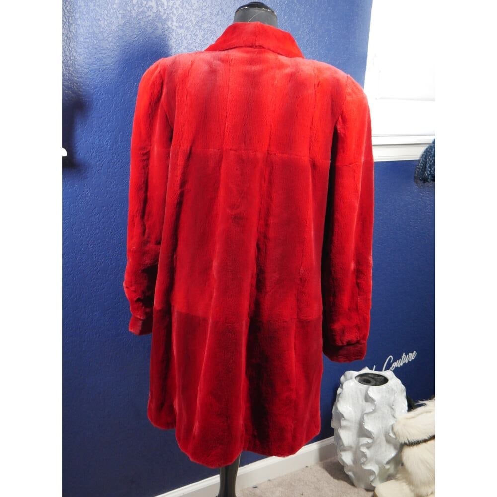 2 die 4 Stunning Cherry Red Sheared Female Mink Fur swing stroller Coat Jacket - 3