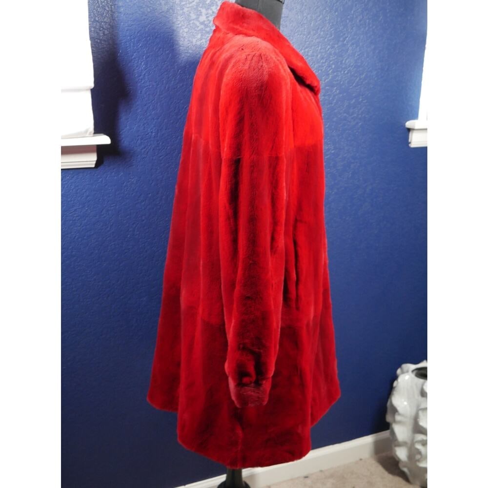 2 die 4 Stunning Cherry Red Sheared Female Mink Fur swing stroller Coat Jacket - 4