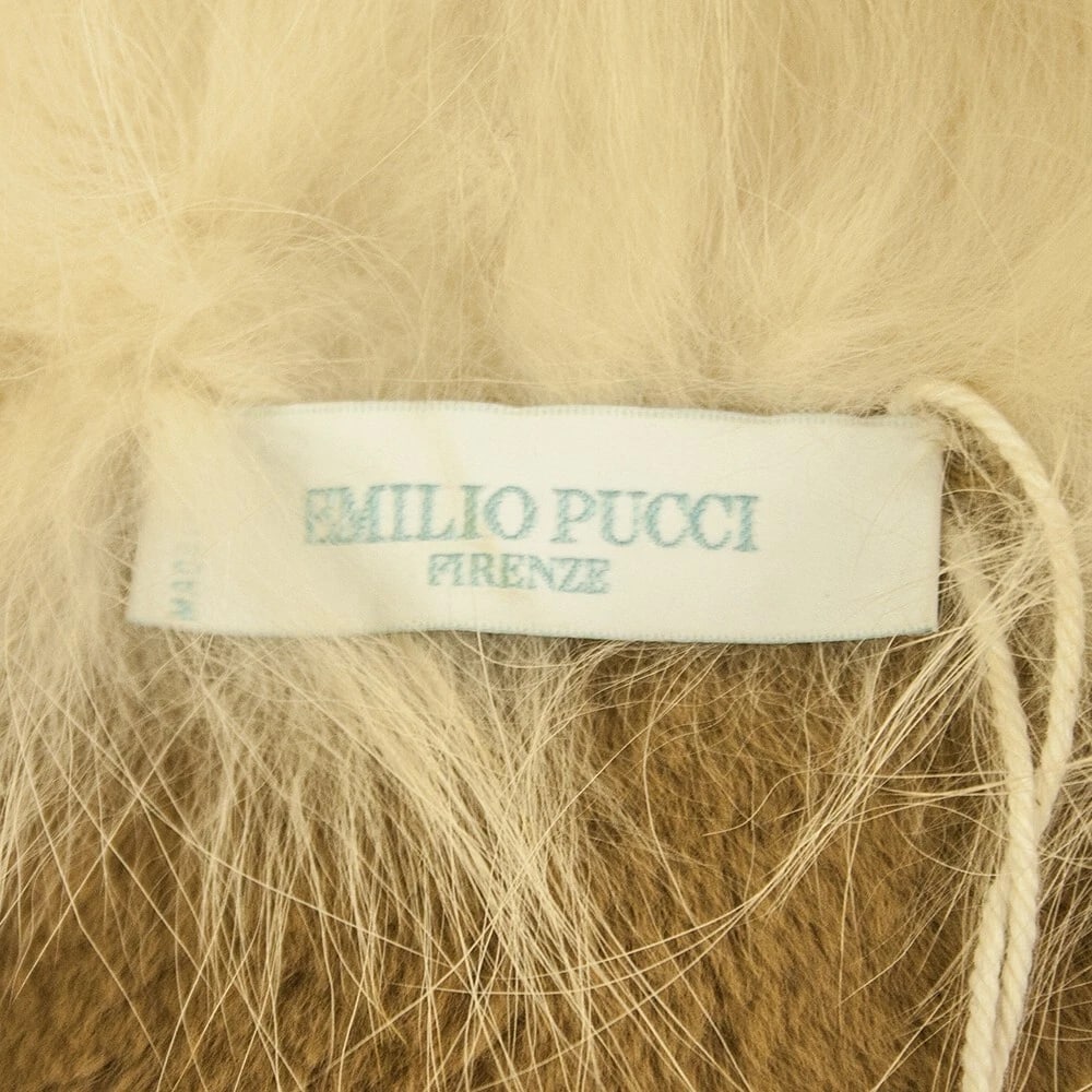 Emilio Pucci Beige Gray Renard Lapin Fur Wool Vest Sleeveless Jacket Gillet 42 - 3