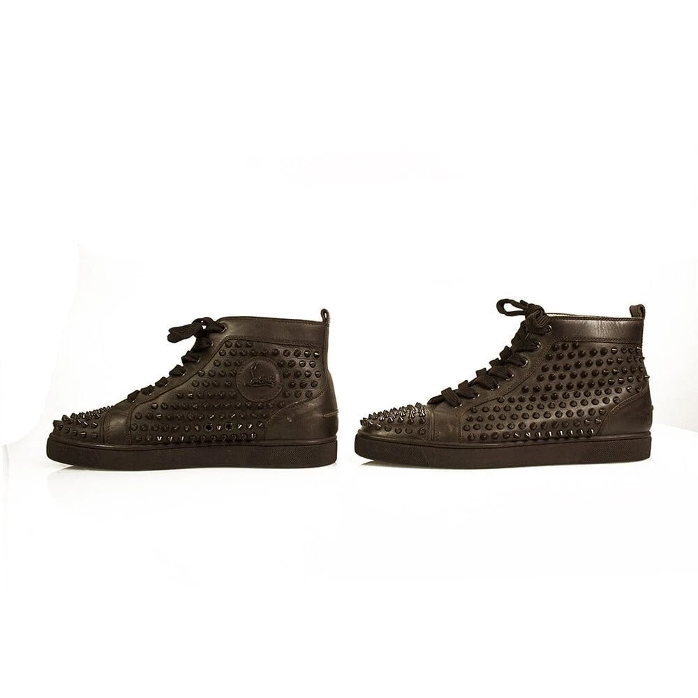 Christian Louboutin Brown Leather Mens Louis Allover Spikes High Top Sneaker42,5 - 5