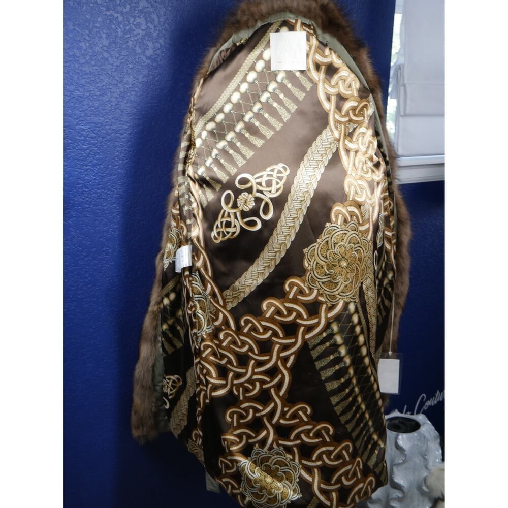 NWT $6500 Anna Maria Leporatti Saks Fifth Microfiber w/ Fisher Sable Fur Coat - 7