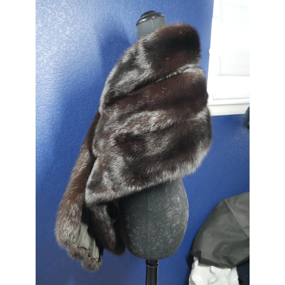 2 DIE 4 MINT Dark Russian Sable Fur Stole Wrap Cape Coat Jacket - 4