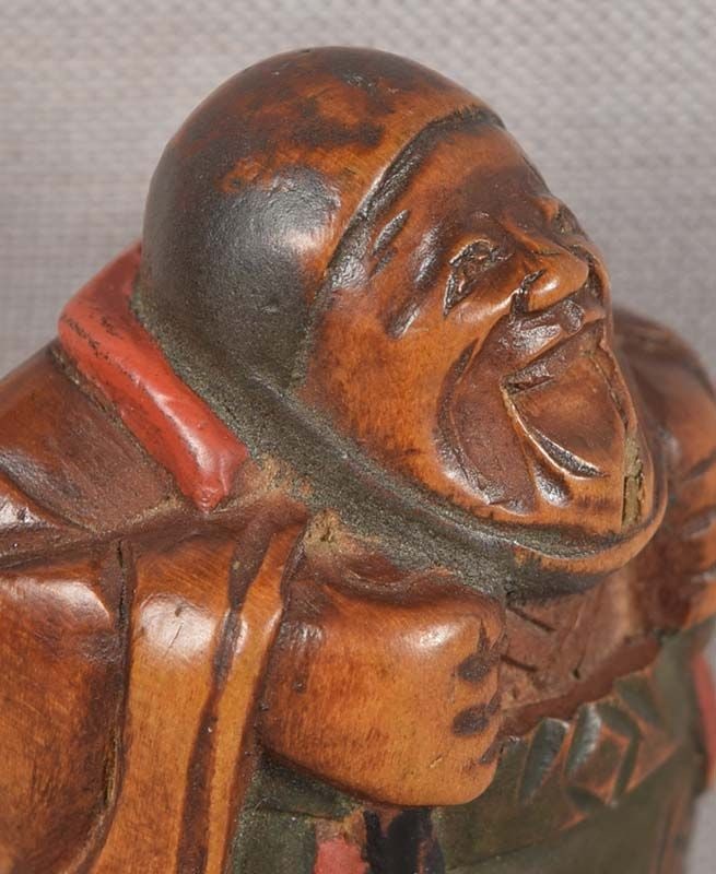 19c netsuke BUDDHIST PILGRIM with gong - 2