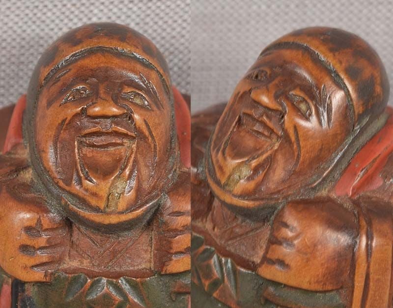19c netsuke BUDDHIST PILGRIM with gong - 6