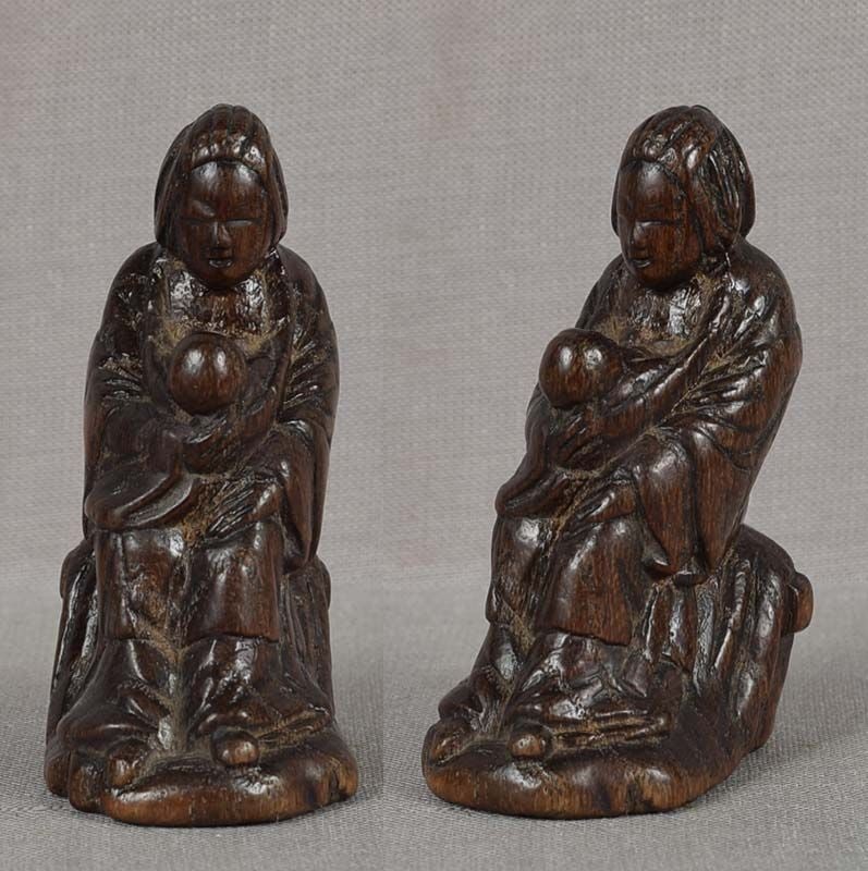 18c netsuke Christian motif MOTHER & CHILD - 2