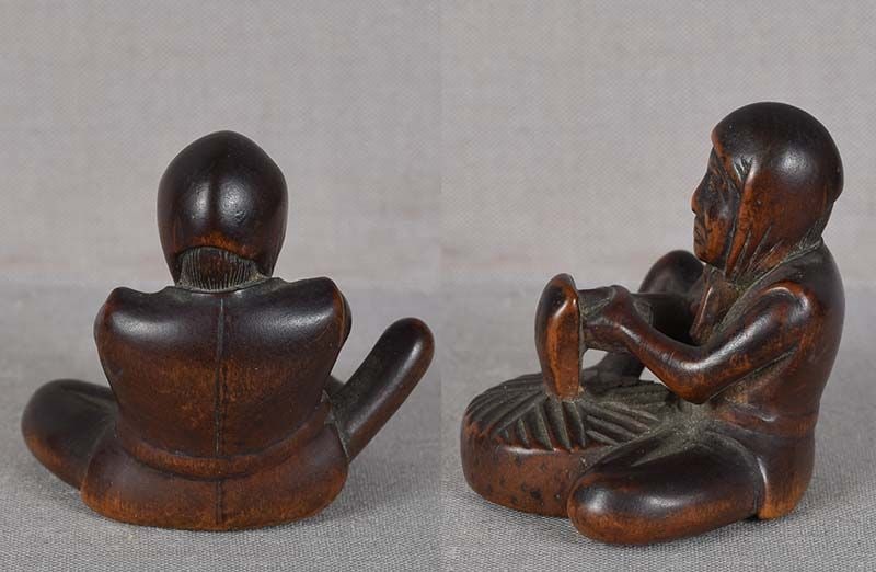 19c netsuke MILLSTONE DRESSER by KISUI - 4