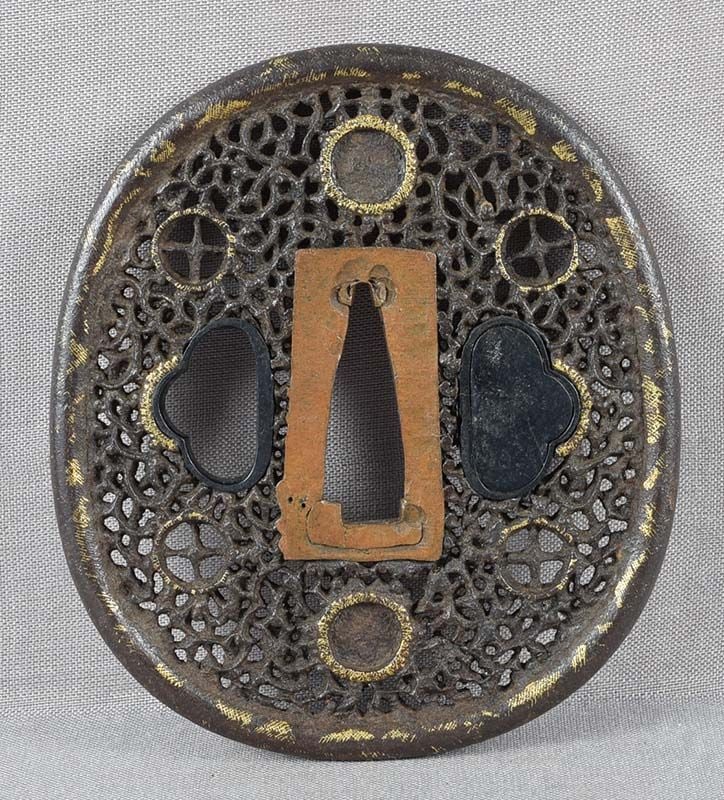 17/18c Japanese sword iron TSUBA NAMBAN Christian / samurai crest (1 of 6)
