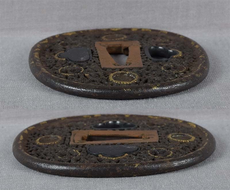 17/18c Japanese sword iron TSUBA NAMBAN Christian / samurai crest - 3
