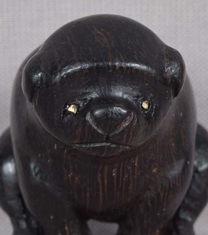 19c wooden netsuke PUPPY - 4