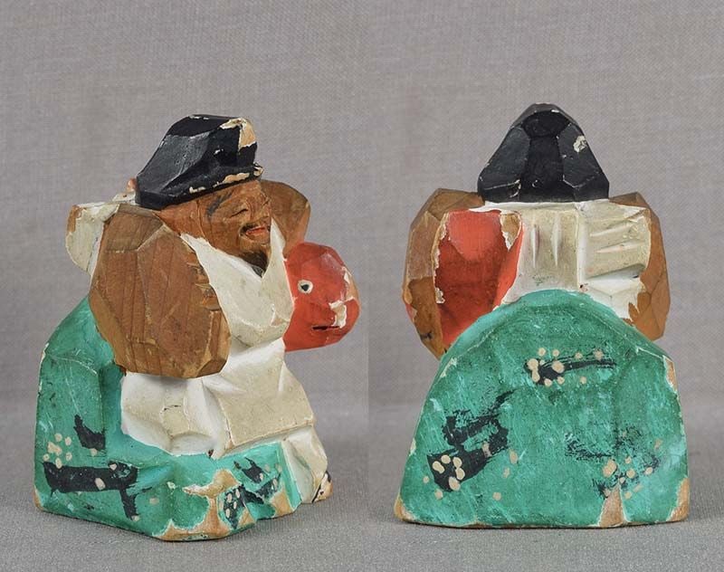 19c Hida okimono EBISU with fish by netsuke carver RYOSO - 4