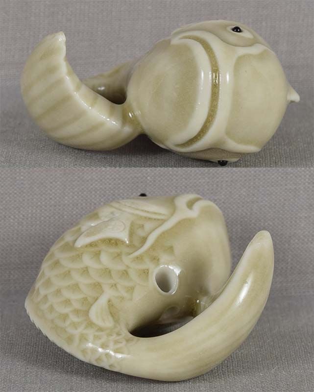 Porcelain netsuke CURLED CARP by ARMIN MULLER - 3
