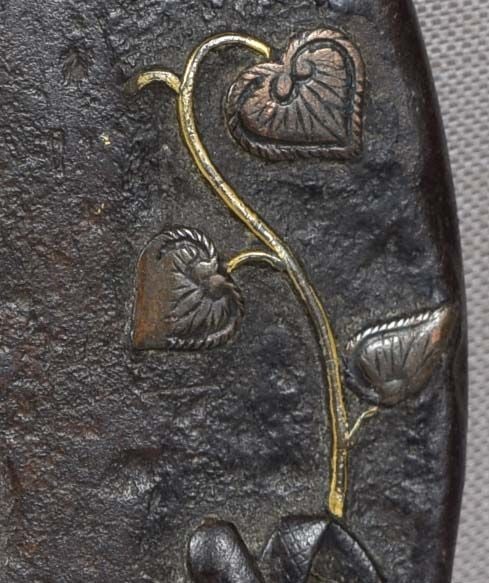 18c Japanese sword TSUBA COURT HAT riding crop water lily - 4