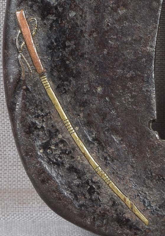 18c Japanese sword TSUBA COURT HAT riding crop water lily - 5