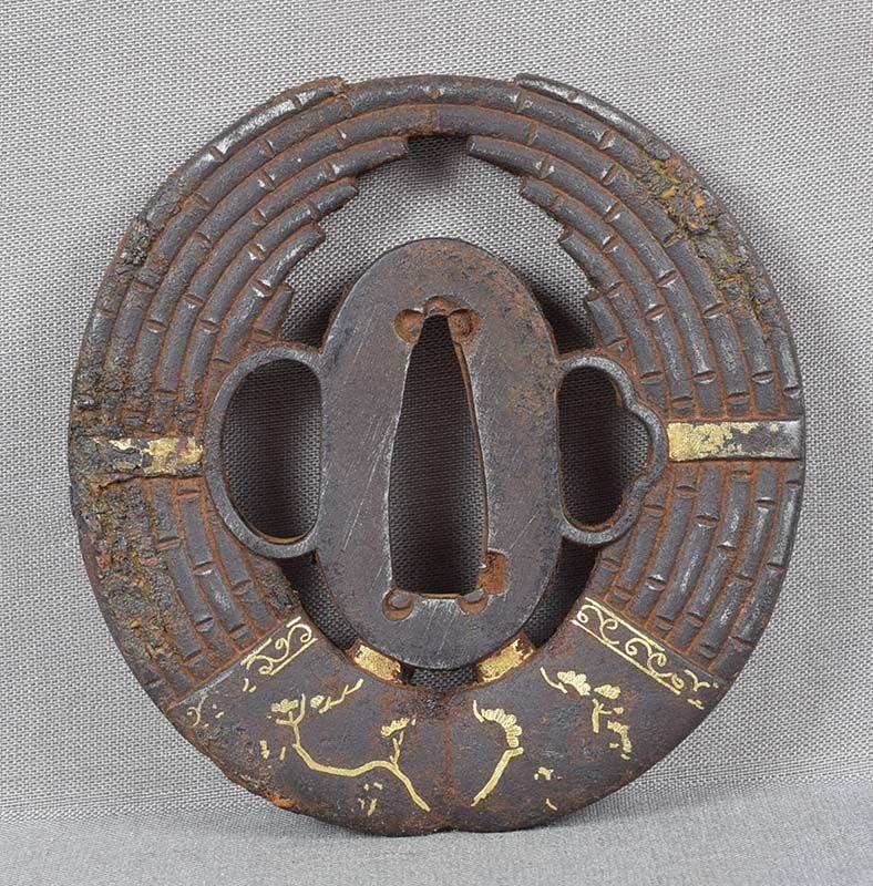 18c Japanese sword TSUBA two FLUTES (1 of 6)
