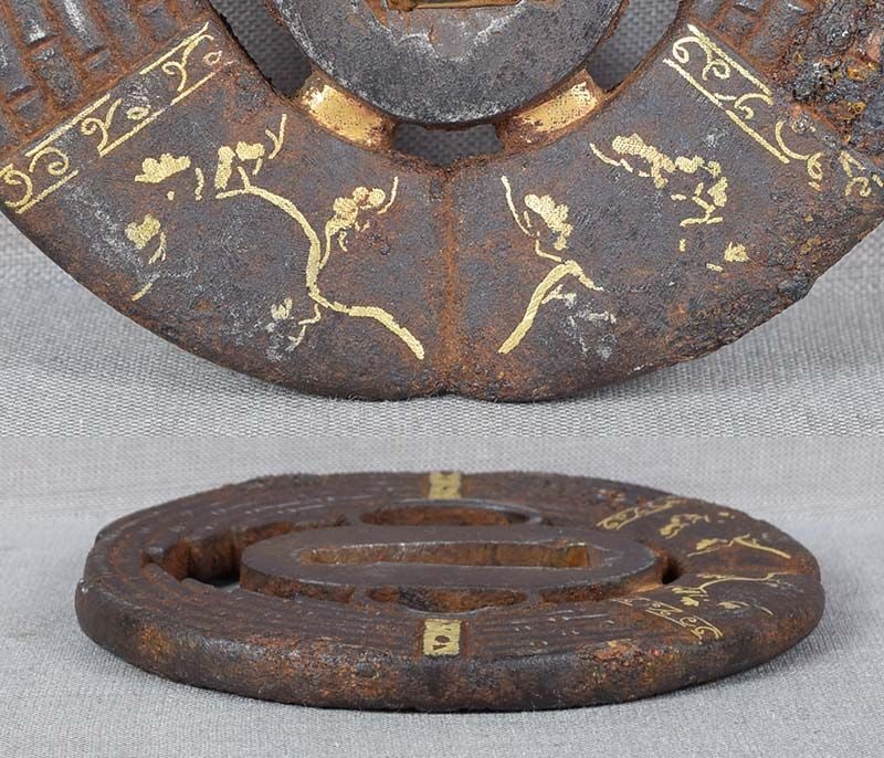 18c Japanese sword TSUBA two FLUTES - 3