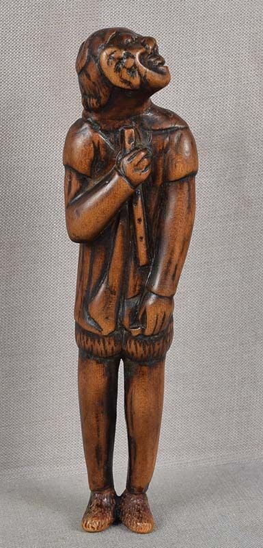 18c netsuke TALL FOREIGNER WITH FLUTE 97mm (1 of 6)