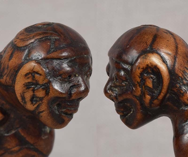 18c netsuke TALL FOREIGNER WITH FLUTE 97mm - 6