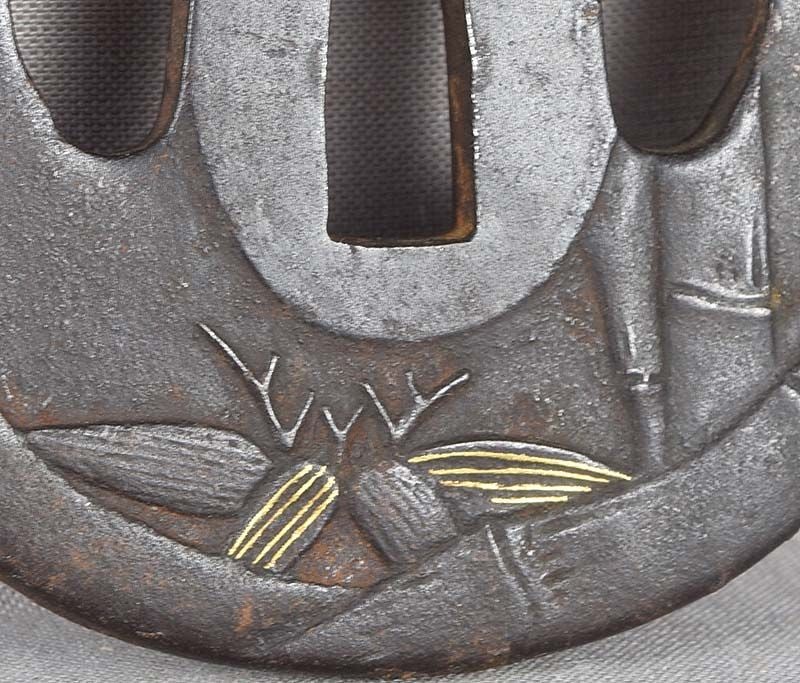 18c Japanese sword TSUBA bird & bamboo - 4