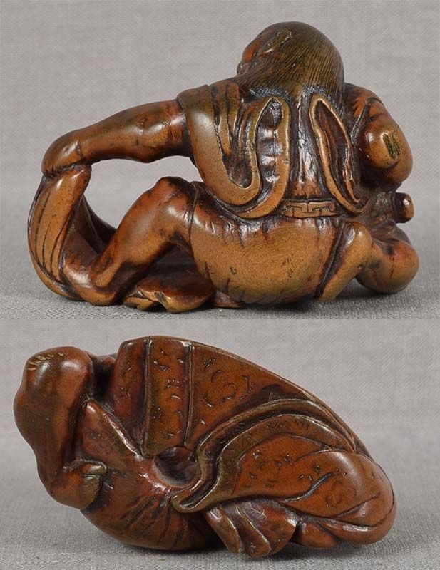Early 19c netsuke YOJO piercing king’s cloak - 4