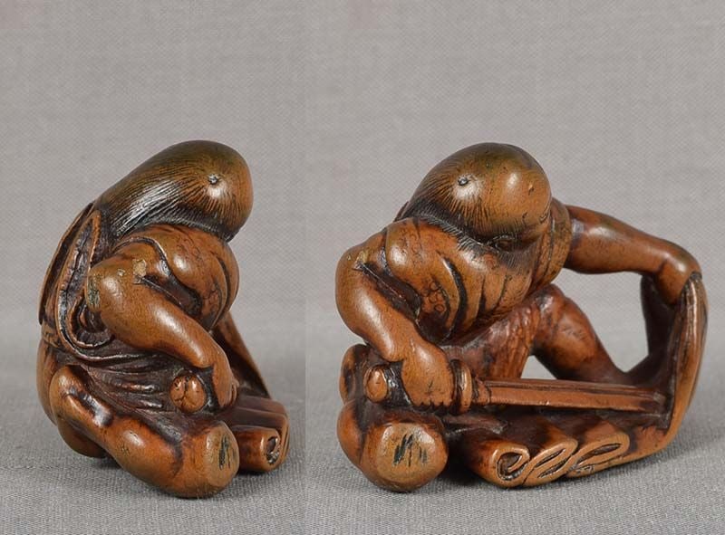 Early 19c netsuke YOJO piercing king’s cloak - 6